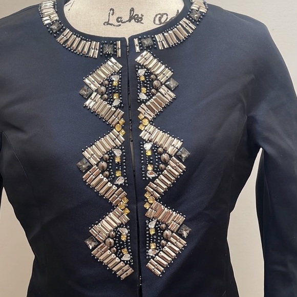 Rare St. John Duchess Opera Evening Jacket Hand Beaded Navy Sz 6 NEW - Picture 7 of 16